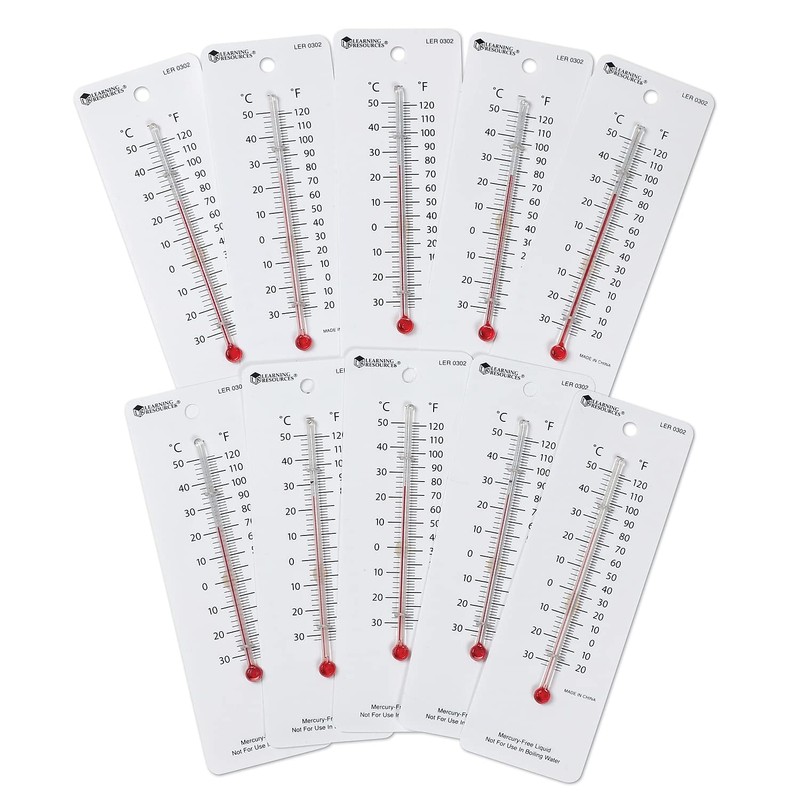 Learning Resources Student Thermometers, Classroom Supplies, Homeschool, Set of 10,