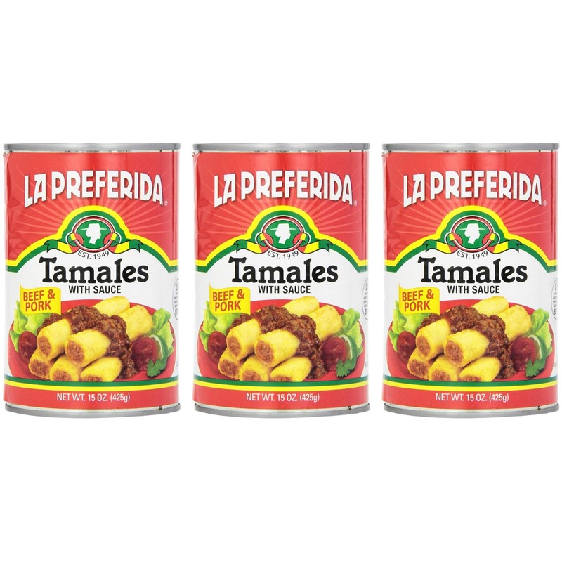 La Preferida Beef & Pork Canned Tamales with Sauce, 15