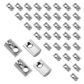 HASLED Pack of 40 M8 T-Slot Nuts Made of Carbon Steel, T-Sliding Nuts with Spring Ball, for Aluminium Profiles Series 40, Industrial Grade (Carpentry, 3D Printing, Automation)