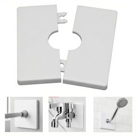 Wall Split Pipe Flange Cover Plate, Square Shower Arm Escutcheon for Fixed Shower Head, Standard 0.86in/22mm Pipes