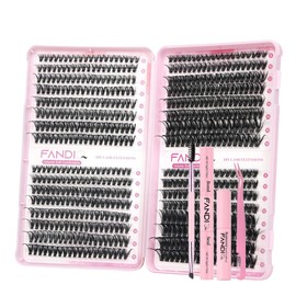 Individual Eyelashes Cluster Lashes Kit 40D + 50D + 60D + 80D Lashes Individual Cluster Kit 8-16 mm Lash Cluster Kit with Lash Bond and Seal Tweezers Remover Brush lash Extension Kit DIY at Home (C02
