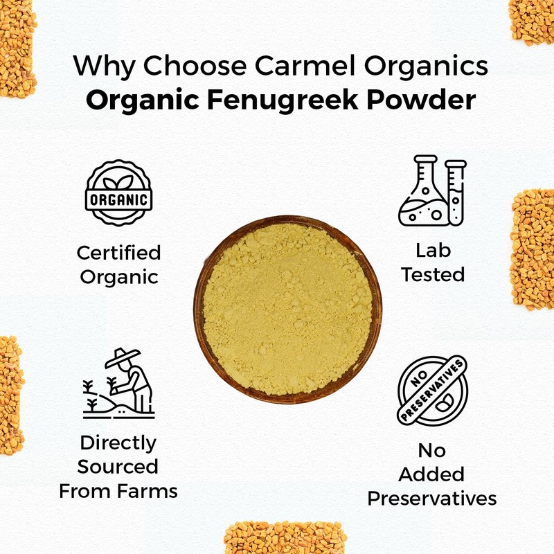 CARMEL ORGANICS Fenugreek |Methi Seeds (Powder, 8 Ounce or 0.5