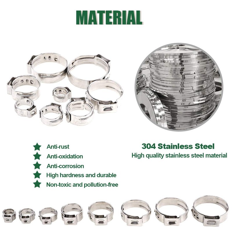 Keadic 81Pcs Single Ear Hose Clamps, 6-23.5mm Stepless Hose Clamps