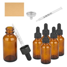 HPOPO 5pcs Dropper Bottles,1 oz Leak-Proof Glass Dropper Bottles for Traveling and Storing Essential Oils, Beard Oils, Watercolor, and DIY Projects