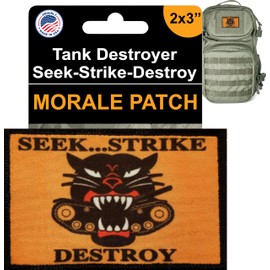 WWII Tank Destroyer Seek Strike Destroy Morale Patch | 2x3 Hook and Loop WWII Patches | Search and Destroy Patch for Your Plate Carrier, Backpack and hat by redheadedtshirts