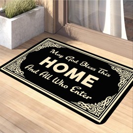 HAOWSMAT Welcome Doormat Funny Front Door May God Bless This Home and All Who Enter Doormat Anti-Slip Mats Home Decor,Welcome Mat Gift Door Mats for The Entrance Way Indoor 30"(W) X 17"(L)