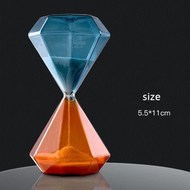 Falytemow Double-Color Hourglass Translucent Glass Sand Timer for Kitchen Brushing Teeth Teaching (5 Minutes, Diamond)