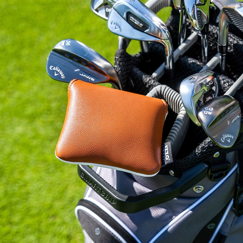 IZZO Golf Mallet Putter Headcover Camel/White - Putter Headcover for