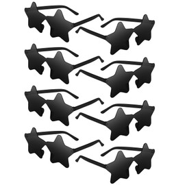 Bouiexye Rimless Star Sunglasses, Transparent Sunglasses Pentagram Shaped Glasses Bulk Party Favor for Women Men Kids (Black)