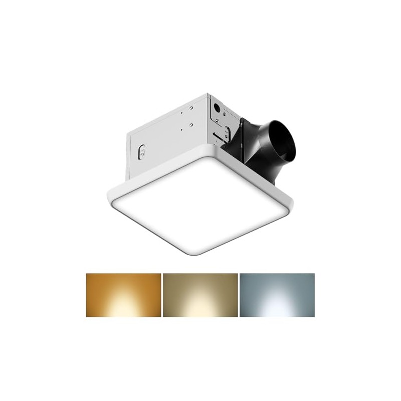 Fitop Bathroom Exhaust Fan with Light, 130 CFM & 1.5