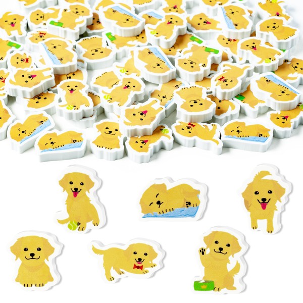 CJiangpo 60Pcs Golden Retriever Mini Eraser for Kids Bulk -