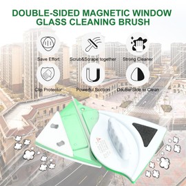 Podazz Net yeur de fenêtre magnétique for double vitrage de 20 à 30 mm, équipement professionnel de nettoyage de vitres Avec poignée ergonomique magnétique solid - Vert
