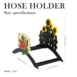 Linton Arts Decorative Garden Hose Holder Wall Mount – Heavy Duty Cast Iron Hose Hanger with Colorful Sunflower Design – Wall Mounted Hose Holders for Outside, Patio, Yard, or Front Door