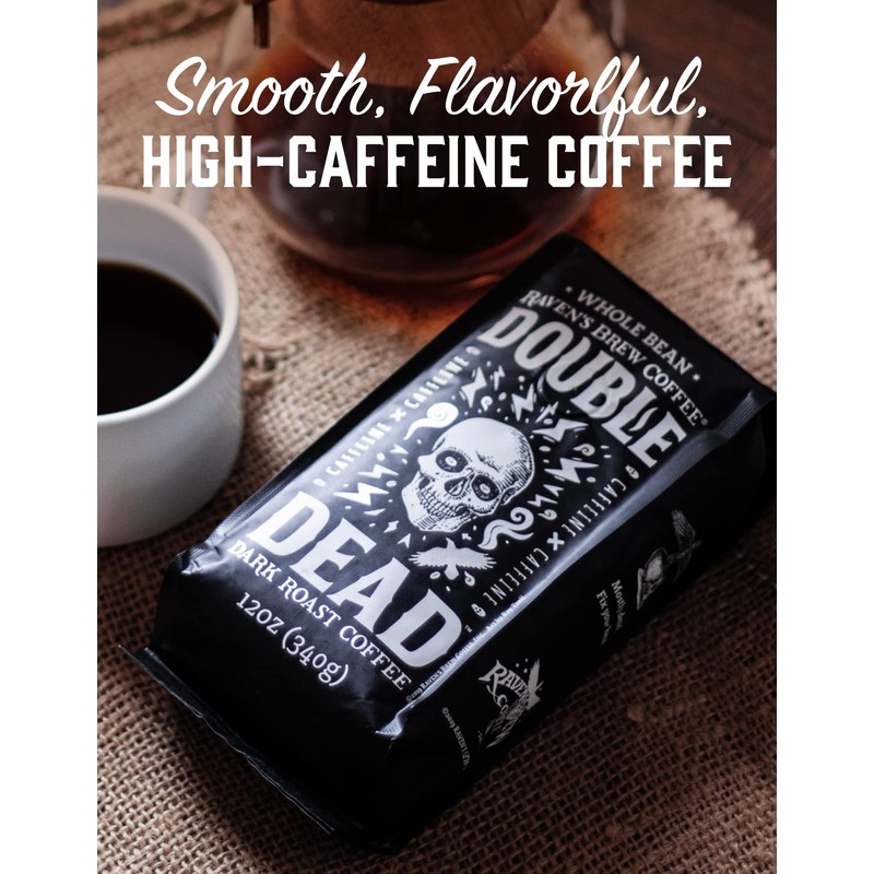 Raven's Brew Coffee High Caffeine Coffee Dark Roast Whole Bean
