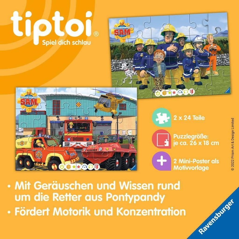 Ravensburger tiptoi Puzzle 00139 Puzzle for Little Explorers: Fireman Sam,