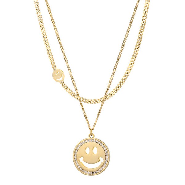 Jemant Smile Necklace for Women Gold Silver Stainless Steel Punk