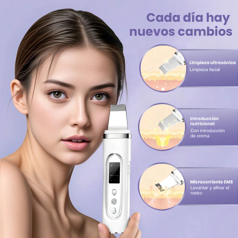 Ciicii Esptula Ultrasnica , Limpiador Ultrasnico Facial Con 3 Modos,