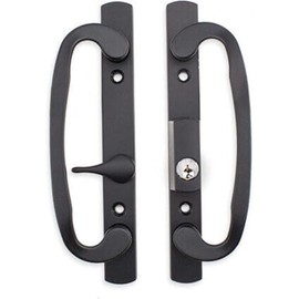 Wynn Hardware 8.5" Legacy Sliding Patio Glass Door Offset Latch Black Handle Set with Keys - Sash Controls 2265 Keyed Lock - Fits 3-15/16" Screw Hole Spacing and 1-1/4" to 2-1/4" Door Thickness