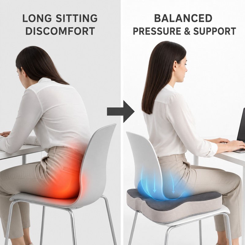 Memory Foam Seat Cushion for Office Chair, Car & Desk
