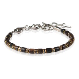 CASVIA Biotite Veil Men's Beaded Bracelet - Handcrafted Stone Bracelet with Biotite & Hematite Beads, Reinforced Thick Steel Wire, Adjustable Dual-Clasp, Ideal Gift for Men, Dad, Boyfriend, Birthday, Father’s Day