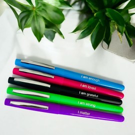Felt Tip Pens with Positive Affirmations – Perfect for Teachers & Educators, Marking & Corrections – Great for Writing, Journals, Drawing, Planning – Great Christmas gift! (5 pack)