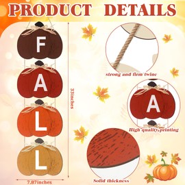 Thyle 33 Inch Fall Decoration Fall Door Sign Wooden Pumpkin Welcome Sign Thanksgiving Door Hanger Autumn Vintage Wall Hanger for Farmhouse Rustic Front Door Porch Harvest DIY Craft(Reddish Brown)