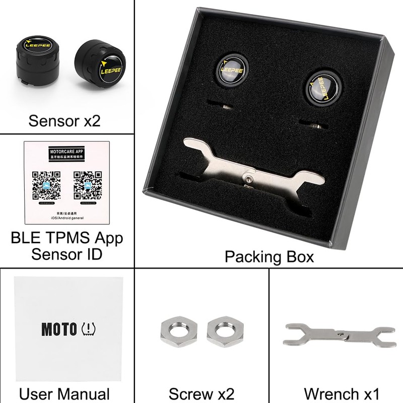 leepee Motorcycle Tire Pressure Monitoring System, Tire Pressure and Temperature