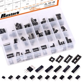 Rustark 169 Pcs 21 Types Integrated Circuit Chip Assortment Kit,Opamp, Oscillator, Logic Gate DIP IC Chip and Sockets Assorted Set with Store case for Electronic Equipment
