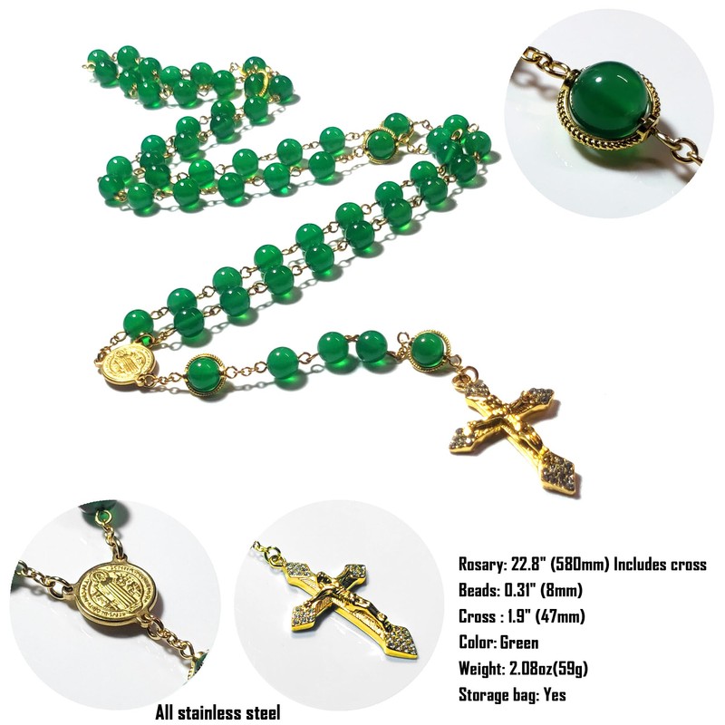 GeekTenet Rosary Beads Chaplet Natural Agate Rosery Cross Catholic gifts