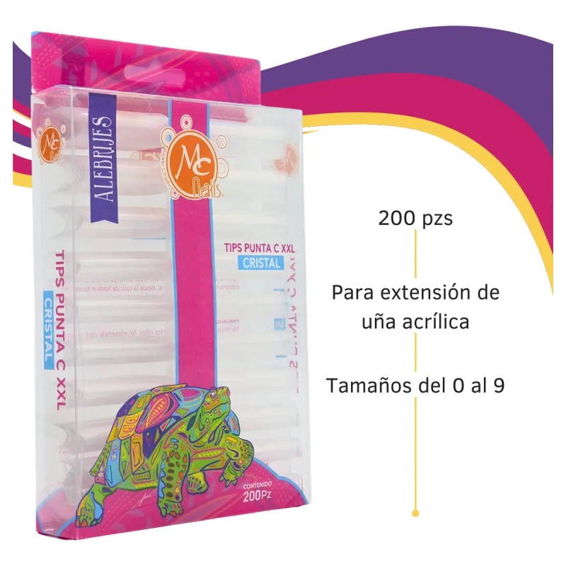 Tips Extralargos Curva C Xxl 200 Pz. Uñas Acrílicas Mc