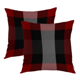 Batmerry Red Black Checkered Throw Pillow Covers,Red Gray Black Checkered Abstract Decorative Pillow Covers Digital Printing Blended Fabric for Couch Sofa Bed Invisible Zipper 22X22 in