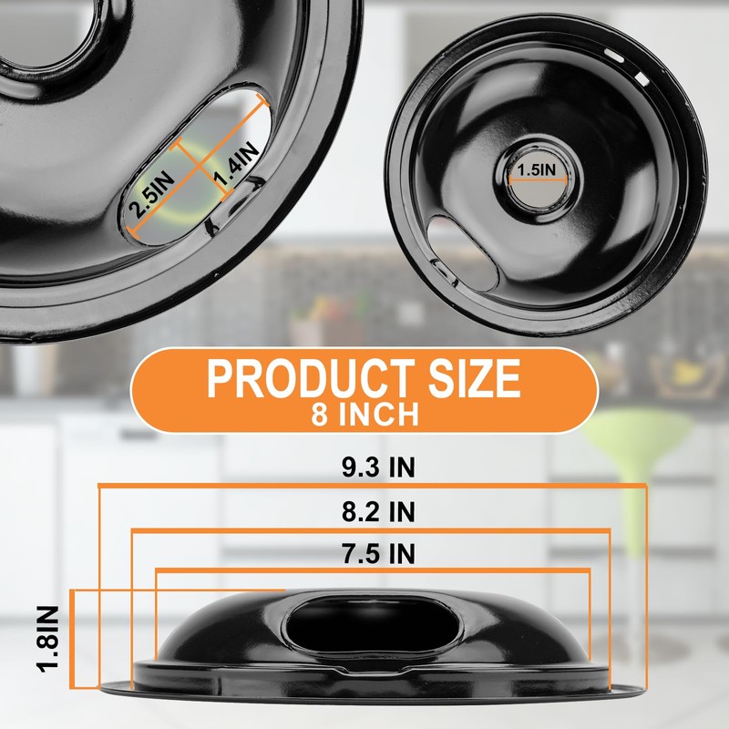 W10290350 W10290353 Porcelain Range Burner Drip Pan Bowls Black Fit
