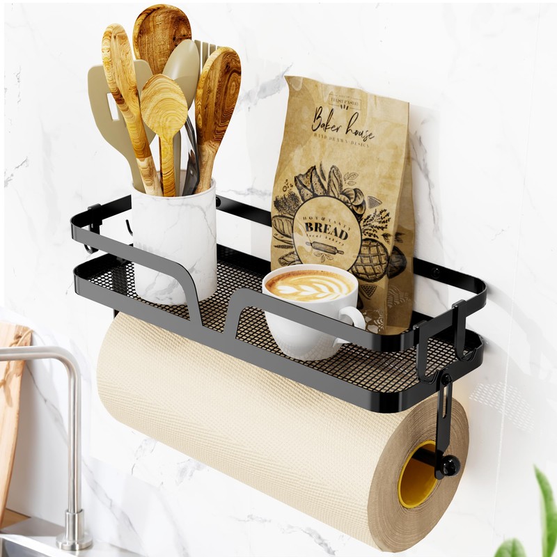 Taozun Paper Towel Holder with Shelf, Kitchen Paper Holder Spice