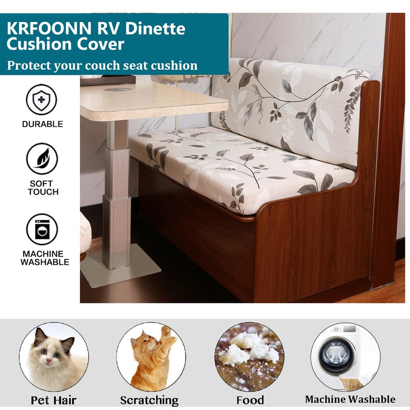 KRFOONN RV Dinette Cushion Covers Stretch Camper Cushions Cover Replacement