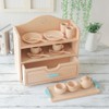 Wooden Toy Daiwa, Mini Play Set (Blue) Cupboard, Tableware Set,
