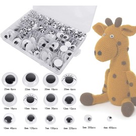 1298Pcs Wiggle Eyes con Autoadhesivo, 4-25mm Googly Wiggle Eyes Pegatinas para Hacer Bricolaje Scrapbooking Doll