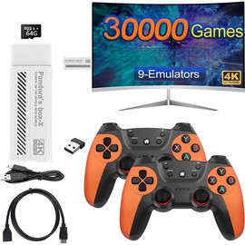 MMQ M16 Wireless Retro Game Console with 30000+ Games, Built-in 64GB, 9 Emulators, HDMI Output for TV/Computer/TV Set-top Box/PC, Dual Controllers