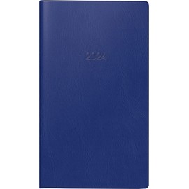 BRUNNEN Weekly calendar model 755 2024, 2 pages = 1 week landscape, sheet size 8.7 x 15.3 cm, dark blue