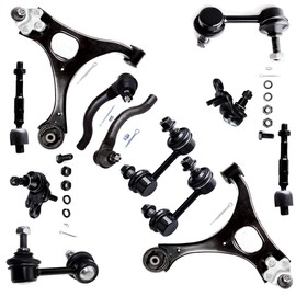 12PCS ASTOU Front Rear Suspension Kit fit for 2006-2011 for Honda Civic Lower Control Arm Lower Ball Joints Sway Bar End Link Outer Inner Tie Rod End Link
