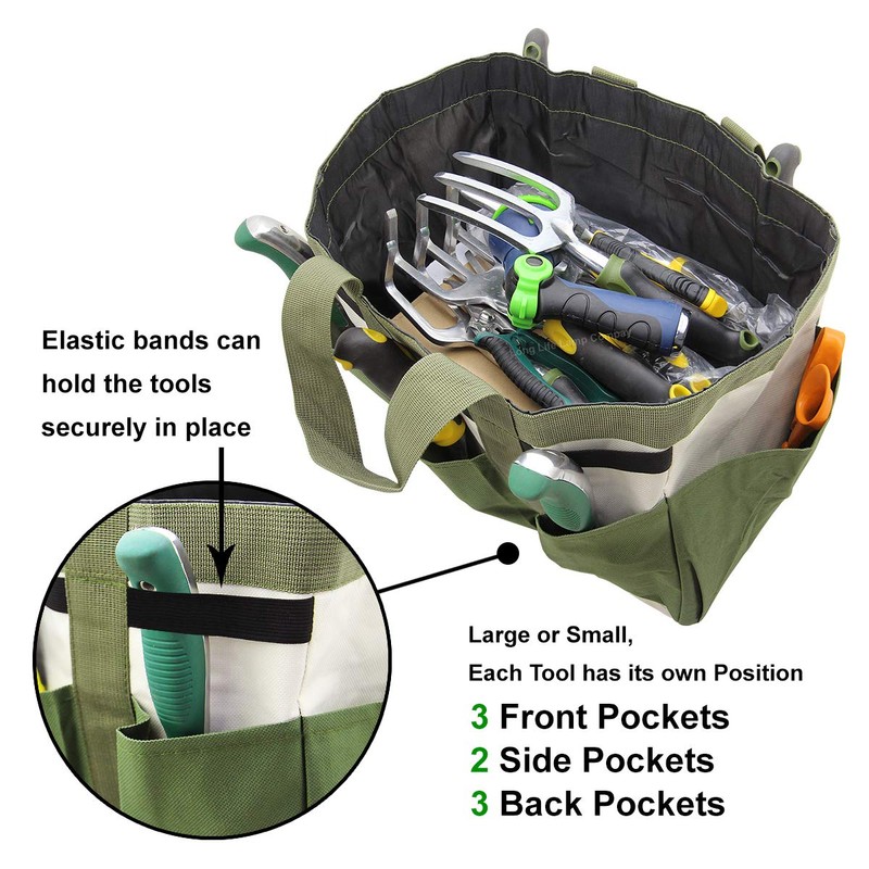 Garden Tool Bag Organizer Heavy Duty 8 Pocket Gardening Hand
