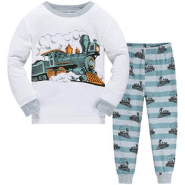 Little Hand Boys Pyjamas Train 100% Cotton Toddler Pjs Kids Long Sleeve Sleepwear Clothes Set Nightwear 4-5 Years