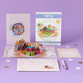 Cardology - Celebration Cupcakes Pop Up Card | Birthday Cupcake 3D Card for Women, Men and Kids, Birthday Greeting Cards, Includes notecard to write message on