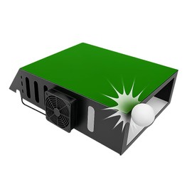 Golf Projector Enclosure with Turf | Floor Mounted Enclosure for Golf Simulator Projectors with Cooling Fan | Matte‑Painted Steel Build for Durable Protection