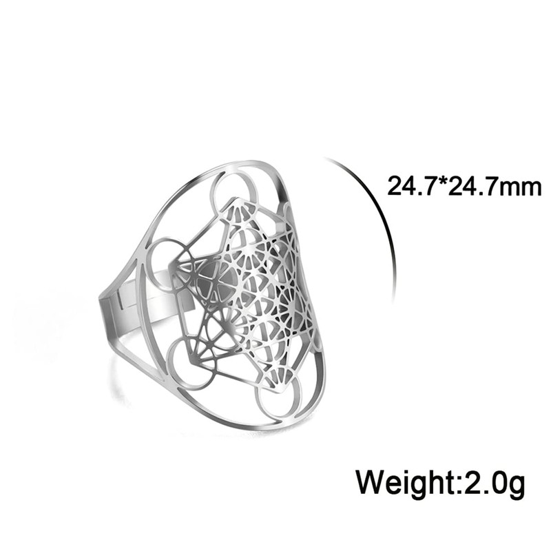 EUEAVAN Archangel Metatron Ring for Men, Adjustable Sixfold Metatron's Cube