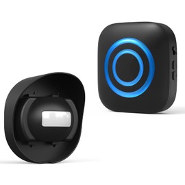 Wireless Doorbell, Motion Sensor, Entryway Chime, Water Resistant, Nursing Care, Contactless, Cordless Door Chime, Sound and Light, Buzzer, 4-Level Volume Control, 38 Sounds, Stores, Seniors, Black