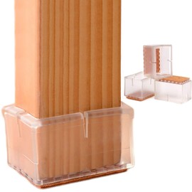 Chair Leg Floor Protectors Rectangular Fit Length 1-9/16" to 1-13/16" & Width 1" to 1-3/16" Large Chair Leg Caps Silicone Table Chair Feet Protectors with Felt Pads (16Pack )