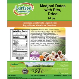 Medjool Dates with Pits, Dried (16 oz, ZIN: 526958) - 2 Pack