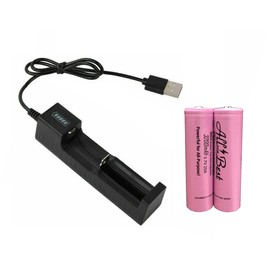 1-Bay USB 18650 Battery Charger for Button Top Rechargeable Battery ALLFORBEST3200 3200mAh (2PCS)
