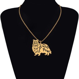DALANE Stainless Steel Cute Collie Dog Necklace 18K Gold-Plated Puppy Pendant Pets Jewellery Chihuahua Gifts for Women Girls Dog Lovers, Stainless Steel, No Gemstone
