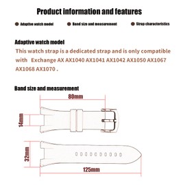 XIW Compatible for 32mm×14mm Armani Exchange AX Series AX1040 AX1041 AX1042 Rubber Watch Band Replacement for men Silicone Wirstband Strap women Bracelet (Black)